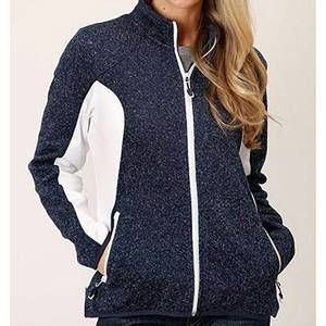 NEW ROPER women's sweater knit fleece jacket in navy/white